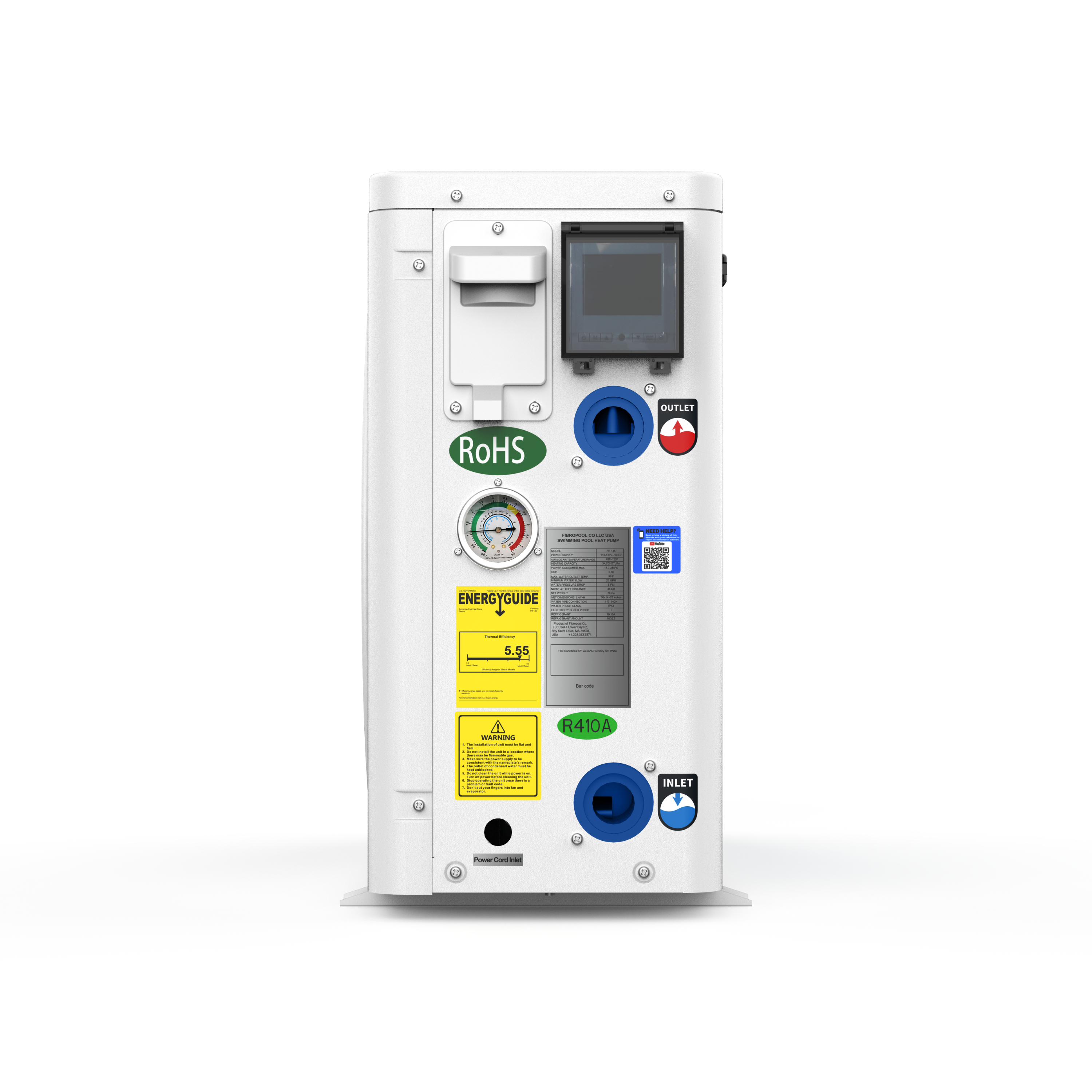 FH135 35,000 BTU 120 Volt Swimming Pool Heat Pump