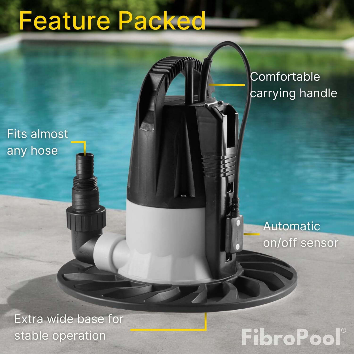 Deluxe Submersible Pool Cover Pump with 33 ft High Pressure Hose