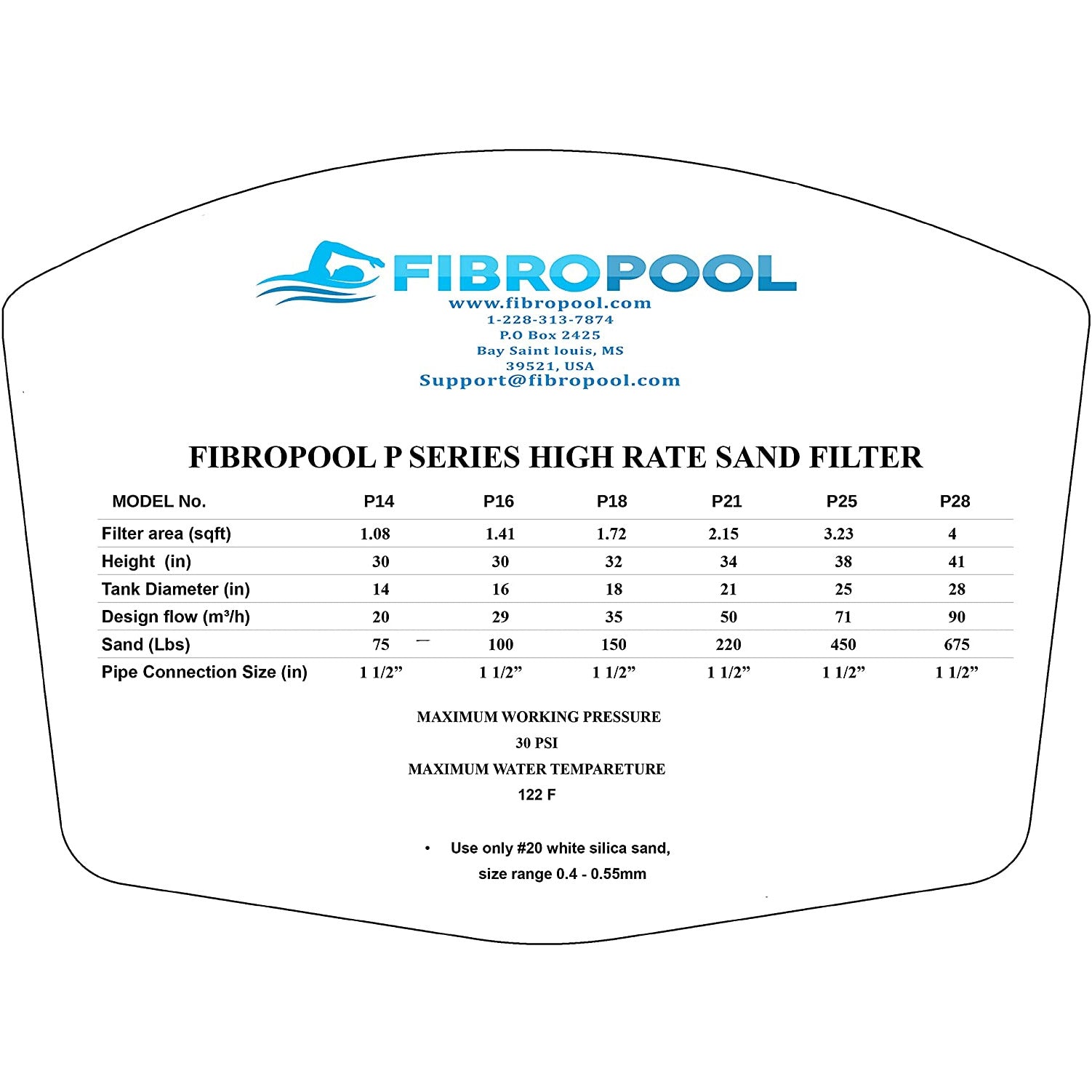 P-Series Sand Filter for In Ground and Above Ground Pools and Spas