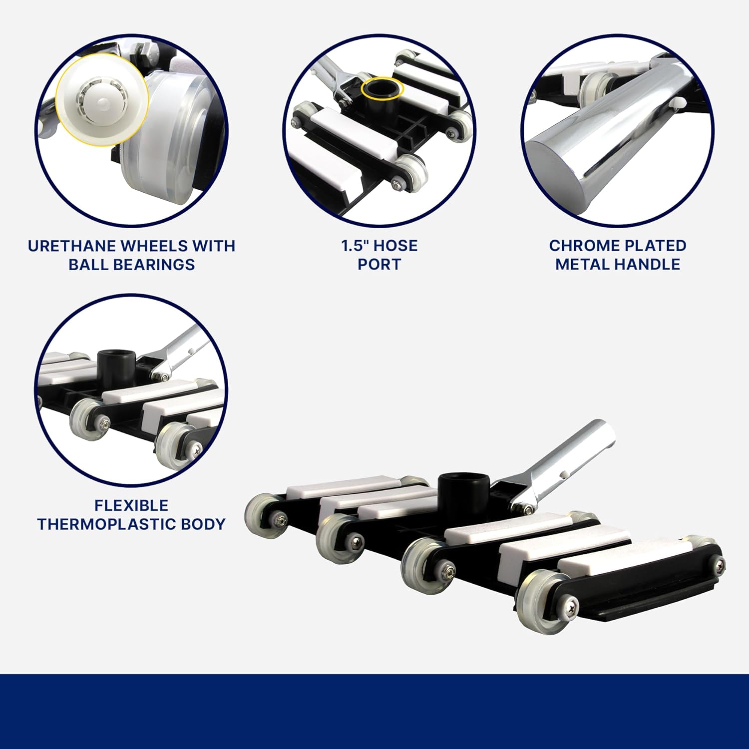 Professional Flexible Pool Vacuum Head with Extra Wide Weighted Design