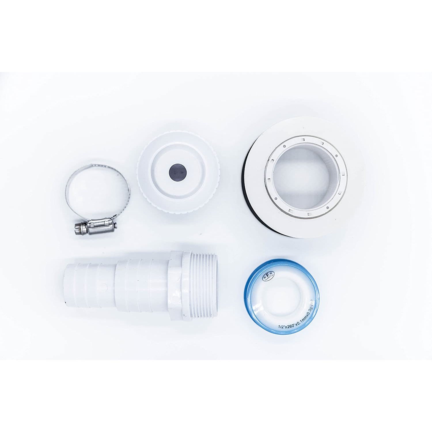 Above Ground Pool Wall Fitting Return Jet Assembly with clamp and Thread Tape
