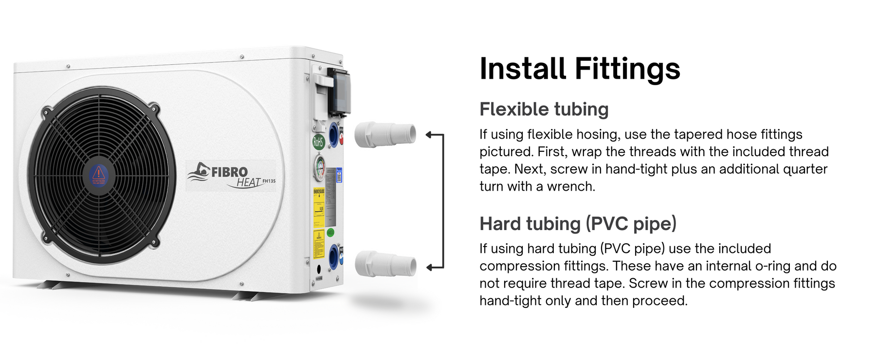 FibroPool FH135 35,000 BTU 120v Pool Heat Pump Energy Efficient