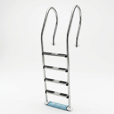 Metal ladder with FibroPool branding on a white background