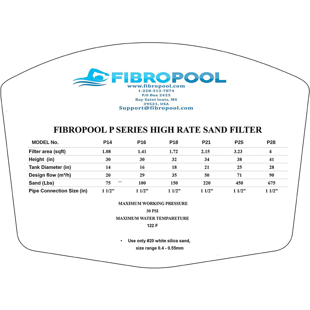 Pool Filter P4 In Ground & Above Ground Pool Sand Filter | P Series for Pools and Spas